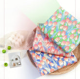 韓国製のピンクのチューリップの花柄生地(半ヤード)