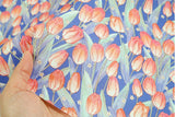 Pink Tulip Flower Patterned Fabric made in Korea by the Half Yard