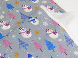 Snowman in Snowy Forest patterned Fabric made in Korea by the Half Yard