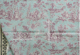 Botanical Garden Toile de Jouy patterned Fabric made in Korea by Half Yard / 45 X 140cm 18" X 55", Cotton Linen