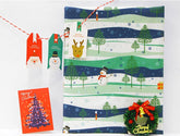 Snowman in Snowy Forest patterned Fabric made in Korea by the Half Yard