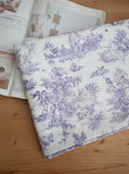 Toile de Jouy patterned Fabric made in Korea by the Half Yard / 45 X 140cm 18" X 55", Cotton Linen
