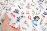 Alice in Wonderland White Rabbit Patterned Fabric made in Korea by the Half Yard