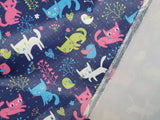 猫と子猫のプリントラミネート生地防水韓国製ヤード単位