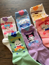 Sanrio Characters Heart Patterned Half Crew Socks Women's Socks made in Korea