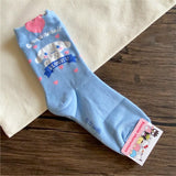 Sanrio Characters Heart Patterned Half Crew Socks Women's Socks made in Korea