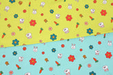 Rabbit Carrot Flower Fabric made in Korea by the Half Yard