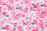 韓国製のピンクレッドクレアローズフラワー生地(半ヤード)