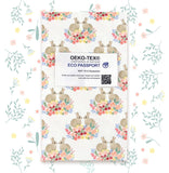 Rabbit Bunny Flower Bouquet patterned OEKO-TEX® Fabric, Floral Fabric made in Korea by the Half Yard
