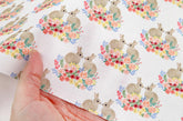 Rabbit Bunny Flower Bouquet patterned OEKO-TEX® Fabric, Floral Fabric made in Korea by the Half Yard