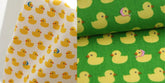 韓国製の黄色のゴム製アヒルの生地(半ヤード単位)