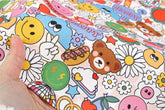 Popping Cute Smile Flower patterned OEKO-TEX® Fabric, Floral Fabric made in Korea by the Half Yard