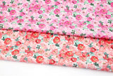 韓国製のピンクレッドクレアローズフラワー生地(半ヤード)