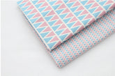 淡藍色粉紅色三角形圖案布料韓國製造半碼