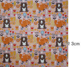 韓国製のアニマルフォレストフォックスベア柄生地(半ヤード)