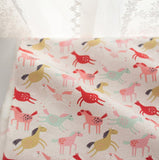 韓国製のカラフルな馬とロバの模様の生地(半ヤード単位)