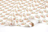 Rabbit Bunny Flower Bouquet patterned OEKO-TEX® Fabric, Floral Fabric made in Korea by the Half Yard