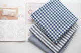 Check Patterned Gingham Stripe Solid Blue Biowash Fabric printed in Korea 36" x 62" 90cm x 160cm by the Yard