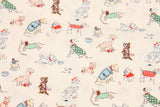 Happy Cute Dog Puppy Patterned 40s Fabric made in Korea by the Yard 36" x 58" or 90 x 145cm