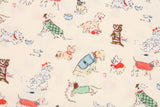 Happy Cute Dog Puppy Patterned 40s Fabric made in Korea by the Yard 36" x 58" or 90 x 145cm