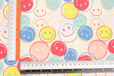 ハッピースマイル絵文字アイコン柄 40年代生地 韓国製 ヤード単位 36インチ x 58インチまたは90 x 145cm