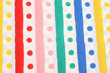 彩色彩虹條紋和圓點圖案 40 年代面料韓國原廠製造 36 英寸 x 58 英寸或 90 x 145 厘米