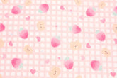 Pink Gingham Strawberry Teddy Bear Patterned 40s Fabric made in Korea by the Yard 36" x 58" or 90 x 145cm