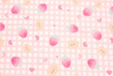 Pink Gingham Strawberry Teddy Bear Patterned 40s Fabric made in Korea by the Yard 36" x 58" or 90 x 145cm
