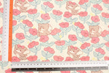 Pink Flower Angel Teddy Bear Patterned 40s Fabric made in Korea by the Yard 36" x 58" or 90 x 145cm