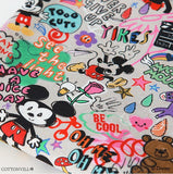 ディズニーミッキーマウスのかわいい手描き風オックスフォード生地、韓国で半ヤード単位でプリント