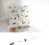 魚、潜水艦、アカエイ、海洋物語柄の生地(韓国製、半ヤード単位)