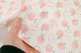 Pink Peach Rabbit Bunny Fabric made in Korea by the Half Yard Digital Textile Printing