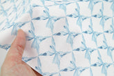 Blue Butterfly Ribbon patterned Fabric, Flowers Fabric made in Korea by the Half Yard