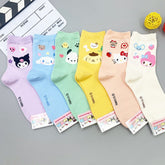 Sanrio Characters Mobile Patterned Half-Crew Socks Women's Socks made in Korea