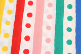 彩色彩虹條紋和圓點圖案 40 年代面料韓國原廠製造 36 英寸 x 58 英寸或 90 x 145 厘米
