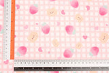 Pink Gingham Strawberry Teddy Bear Patterned 40s Fabric made in Korea by the Yard 36" x 58" or 90 x 145cm