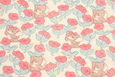Pink Flower Angel Teddy Bear Patterned 40s Fabric made in Korea by the Yard 36" x 58" or 90 x 145cm
