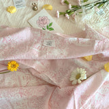 30s Washed Toile de Jouy patterned Fabric made in Korea by Half Yard / 45 X 145cm 18" X 57", Cotton Linen