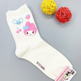 サンリオキャラクターズ モバイル柄 ハーフクルーソックス レディース ソックス 韓国製
