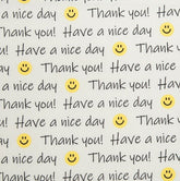 可愛的快樂微笑日表情符號刻字圖案面料韓國製造,半碼