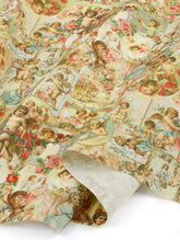 Vintage Cotton Linen Lovely Angel Cupid Patterned OEKO-TEX® Fabric made in Korea by the Half Yard 45cm x 140cm or 18"x 55"