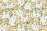 Rabbit Grass Flower Patterned 40s Fabric made in Korea by the Yard 36" x 58" or 90 x 145cm