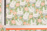 Rabbit Grass Flower Patterned 40s Fabric made in Korea by the Yard 36" x 58" or 90 x 145cm