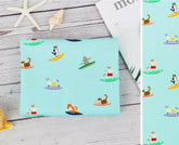 Surfing Cat Cute Animal Patterned Fabric made in Korea by the Half Yard