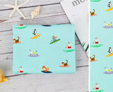 サーフィン猫のかわいい動物柄生地(韓国製、半ヤード単位)