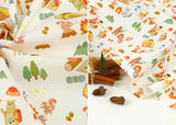 Animal Camping Bear Rabbit Fox patterned OEKO-TEX® Fabric, Animal Fabric made in Korea by the Half Yard