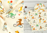 Animal Bicycle Bear Horse Giraffe patterned OEKO-TEX® Fabric, Animal Fabric made in Korea by the Half Yard
