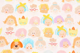 Lovely Family Patterned 40s Fabric made in Korea by the Yard 36" x 58" or 90 x 145cm