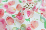 Water Color Pink Peach Fruits Patterned Fabric made in Korea by the Half Yard