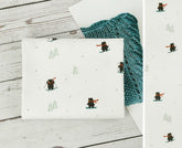 スキーベアのかわいい動物柄生地(韓国製、半ヤード単位)